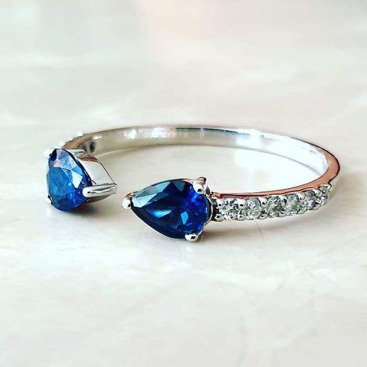 Pear sapphire diamond ring